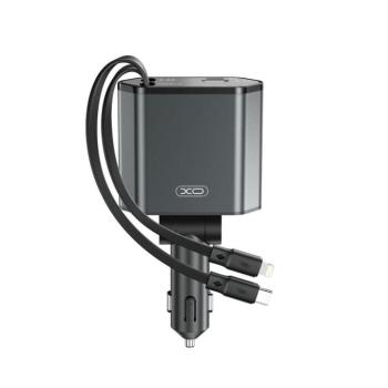 XO CC62 autós töltő 1x USB-A 1x USB-C USB-C kábellel és Lightning kábellel 104W - szürke kép