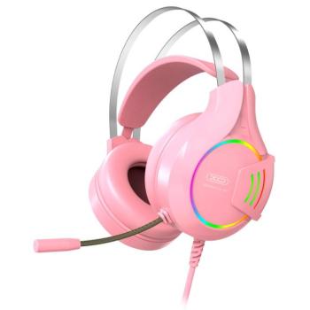XO GE-04 rózsaszín gamer sztereó fejhallgató mikrofonnal (3,5mm jack) kép