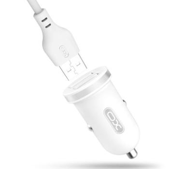 XO TZ08 szivartöltő 2USB+ iPhone 8pin fehér adatkábel 2.1A kép