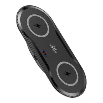 XO WX025 vezeték nélküli dual wireless gyorstöltő, 20W, fekete kép
