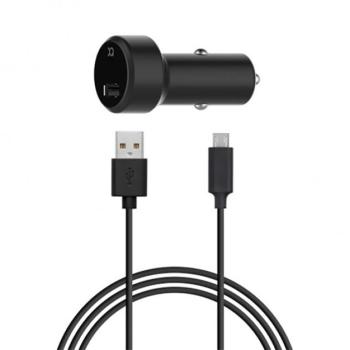XQISIT autós töltő USB aljzat (5V / 2400mA, gyorstöltés támogatás + microUSB kábel) FEKETE Evolveo Strongphone Q5, Vodafone Smart turbo 7 (VFD500), Blackberry DTEK50 , HTC Desire 825, HTC One kép