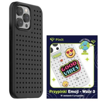 Zestaw Etui Pinit Dynamic + Emoji Pin iPhone 14 Pro 6.1&quot; fekete minta 3 tok kép